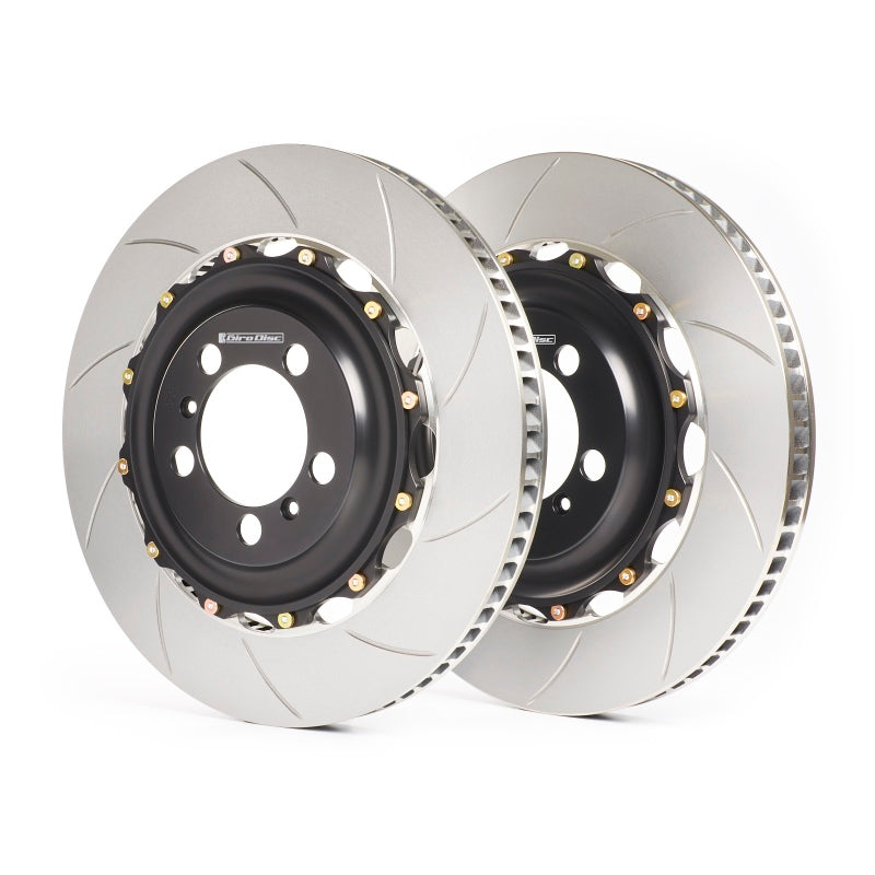 GiroDisc 2-piece slotted front rotors for 2017+ Honda Civic Type R FK8 FL5 with lightweight aluminum hat and high-performance cast iron disc