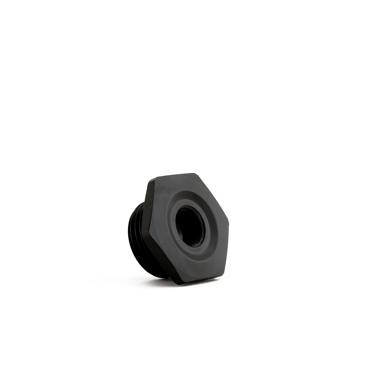 Hybrid Racing -8ORB to 1/8th NPT fuel rail adapter fitting with black anodized finish and E85 safe O-ring