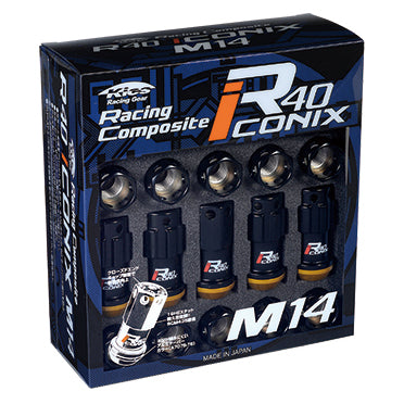 Project Kics R40 14x1.50 hexagonal lug nuts with rotating top and locks in black and neo chrome
