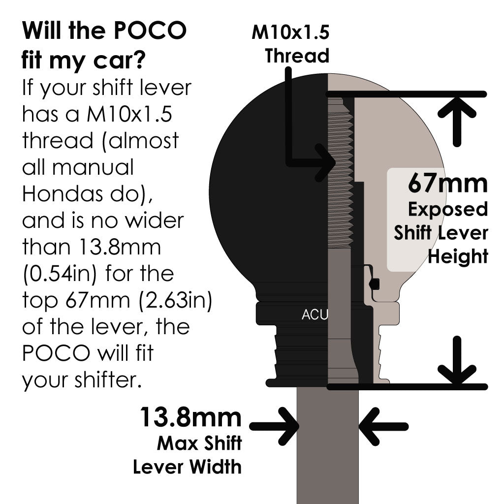 ACUiTY POCO Insulated Low-Profile Shift Knob in Black (M10X1.5)