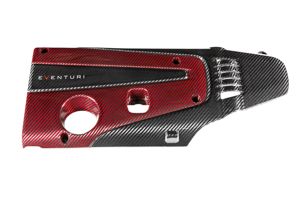 Eventuri Carbon Kevlar Engine Cover for Honda Civic Type R FK8 made from carbon fiber and red Kevlar