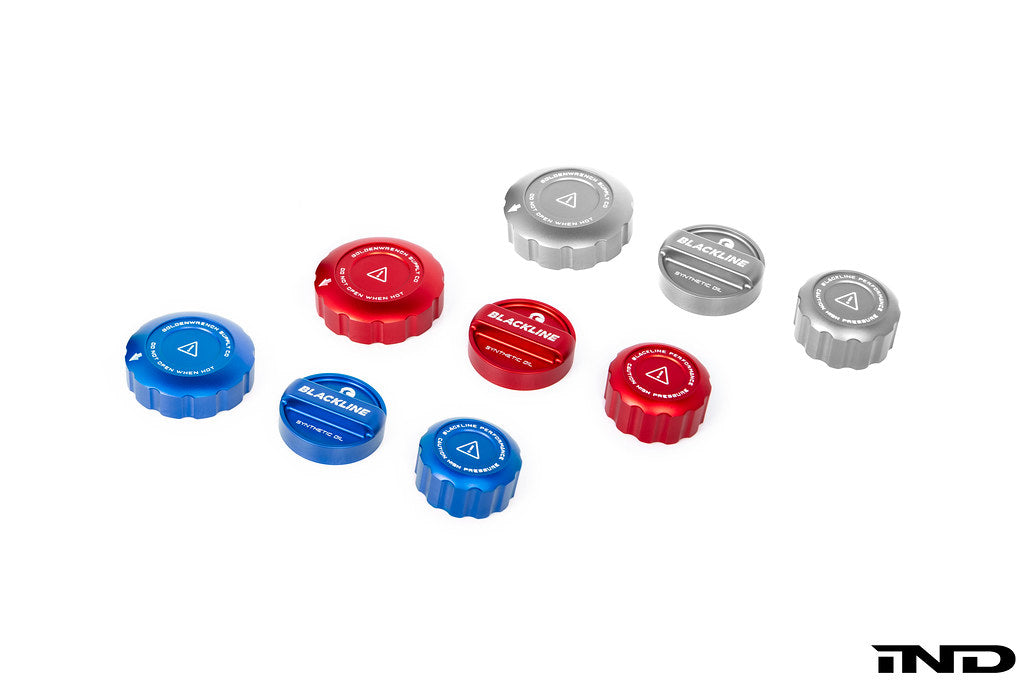Blackline Performance BMW M Car engine cap cover set in anodized aluminum with 3D-milled logos for S58 engine upgrade