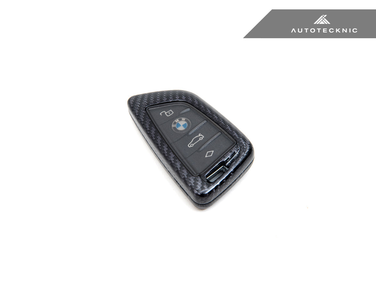 AutoTecknic Dry Carbon fiber remote key case for BMW G20 G21 3-Series with high-gloss finish and tinted button protector