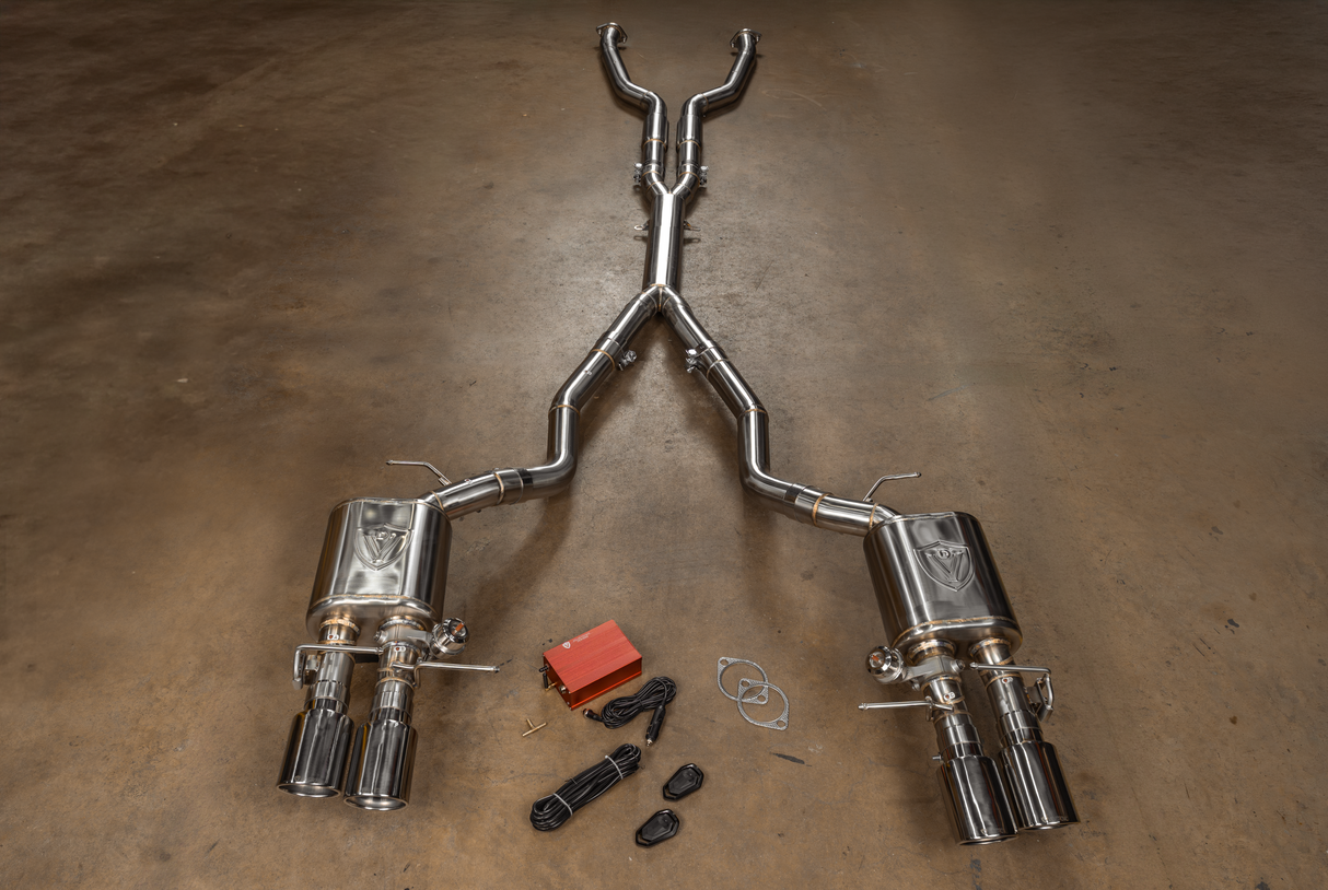 BMW E60 M5 valved sport exhaust system made from premium T304 stainless steel with vacuum-operated valves