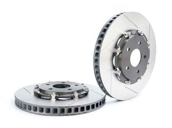 Paragon 2-piece rotors front pair 350mm x 32mm for Honda Civic Type R FK8 FL5 and Acura Integra Type S DE5 with slotted design and aluminum hats