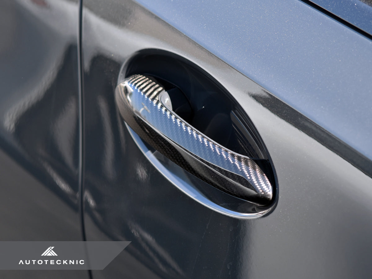 AutoTecknic dry carbon fiber door handle trim set for G20 3-Series in satin and gloss finishes