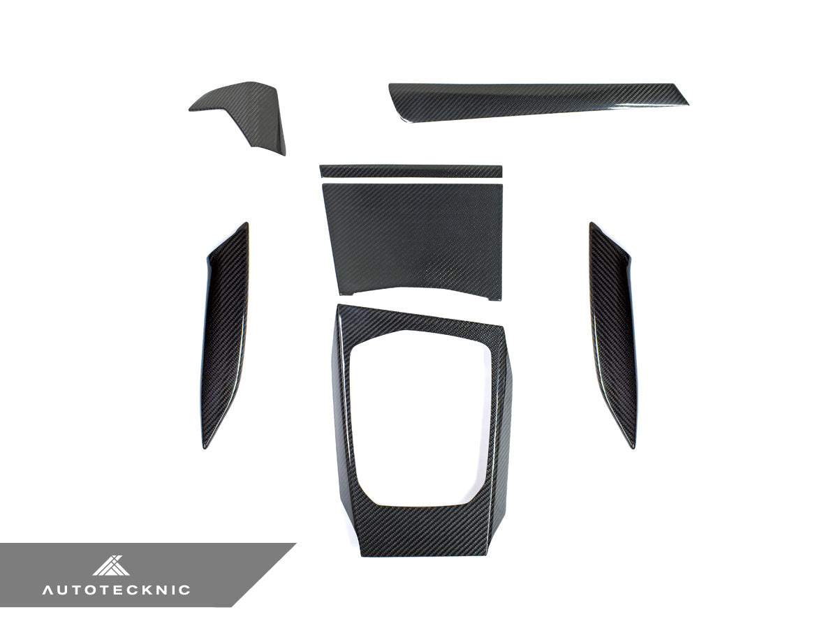 AutoTecknic dry carbon fiber interior trim kit for BMW G20 3-Series and G22 4-Series with 3K twill weave carbon fiber finish
