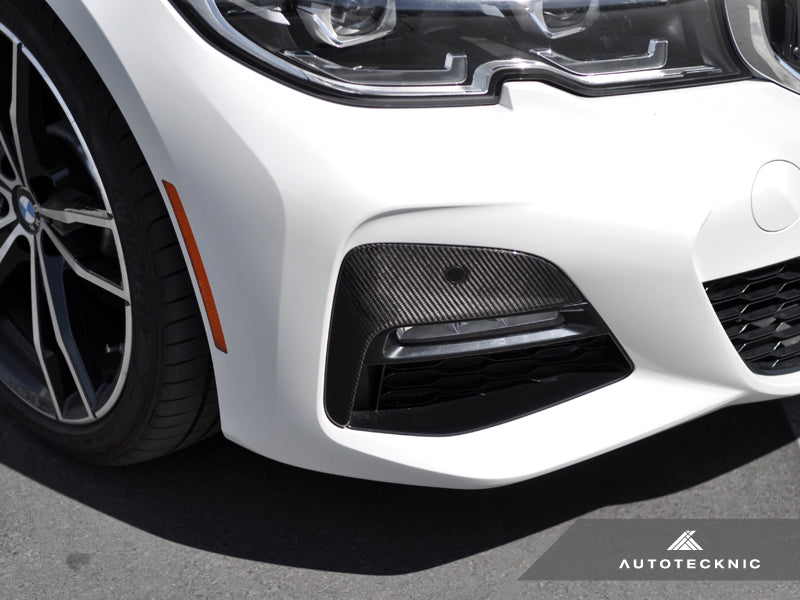 AutoTecknic dry carbon front bumper trim on BMW G20 330i M-Sport Pre-LCI