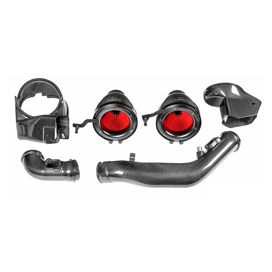 Eventuri Black Carbon intake system for BMW M2 Competition F87 with carbon fiber Venturi housings and high-flow filters