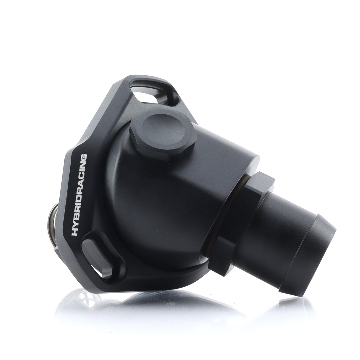 K-Series Adjustable Thermostat Housing billet aluminum with black anodized finish for versatile engine and radiator fitment