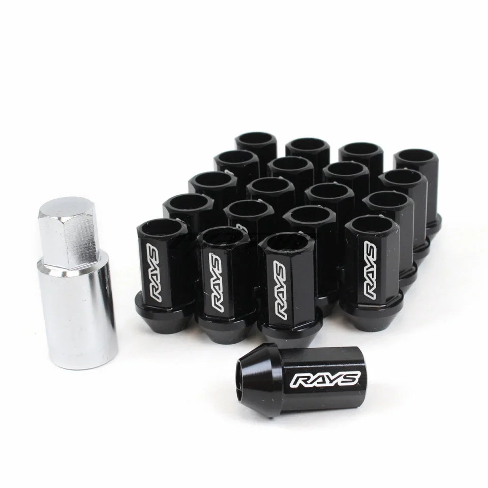 Rays L42 Dura-Nut set with 20 M14x1.5 lug nuts and 4 wheel locks made from A7075 T6 Duralumin