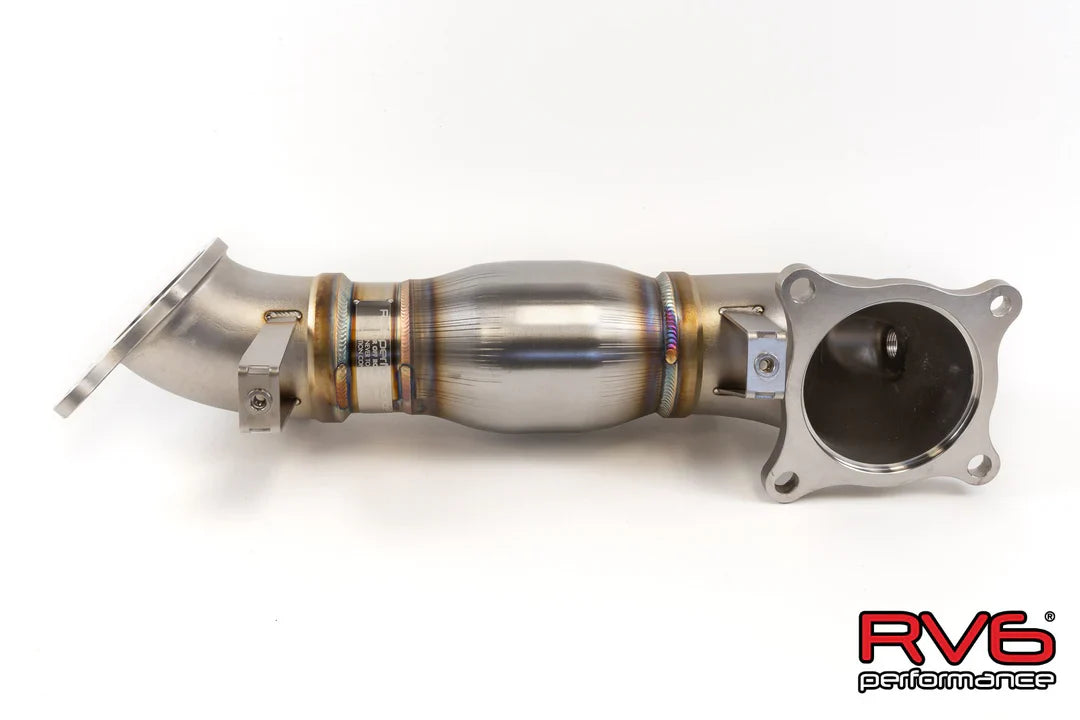 RV6 High Temp Catted Downpipe for 17+ Civic Type-R FK8 with 300 cell metallic cat and 304 stainless steel construction