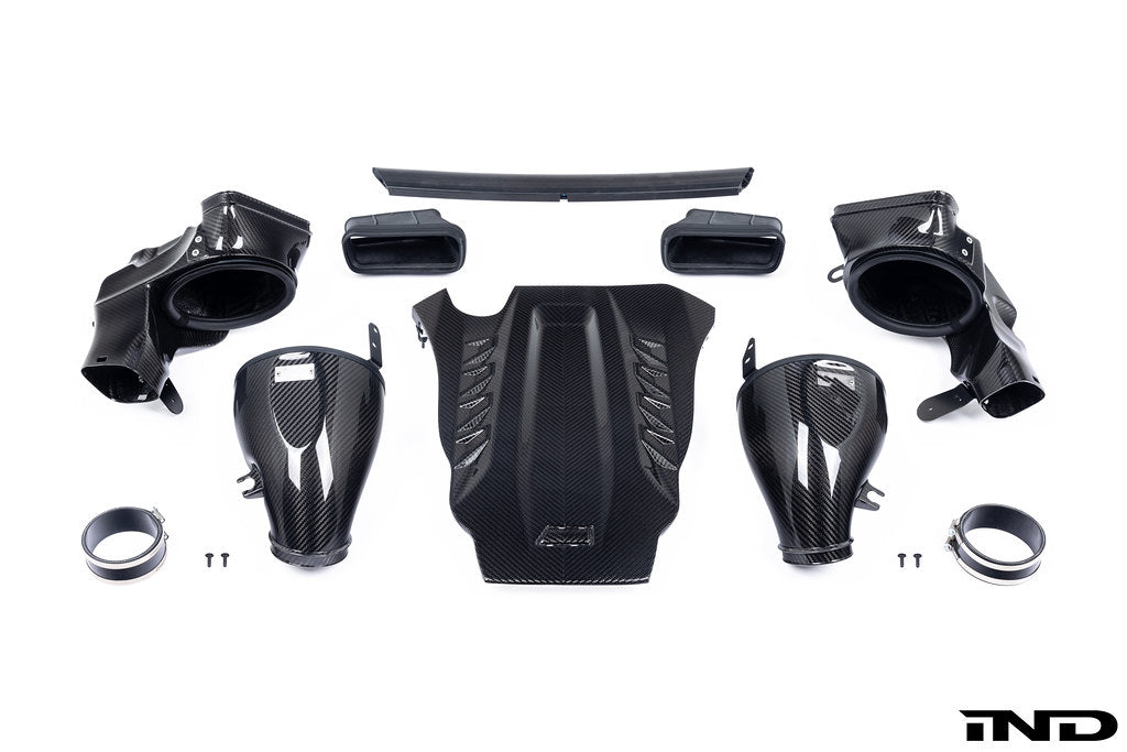 Eventuri BMW F9X X5M X6M G09 XM M60i black carbon fiber intake system for improved airflow and turbo efficiency