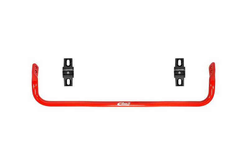 Eibach 22mm Rear Anti-Roll Kit with a bright red powder-coated steel sway bar and two black mounting brackets.