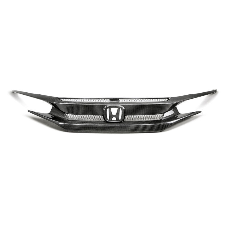 Seibon 16-18 Honda Civic OEM-style carbon fiber front grill with glossy clear coat finish