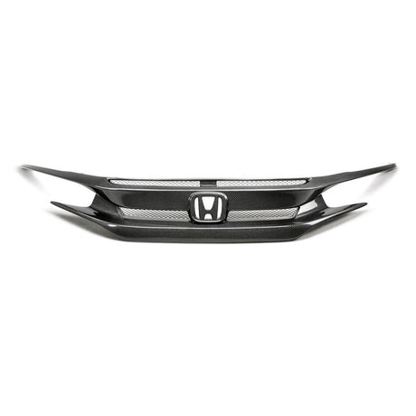 Seibon 16-18 Honda Civic OEM-style carbon fiber front grill with glossy clear coat finish
