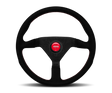 Momo Montecarlo 350mm Alcantara steering wheel black with red stitching and black spokes