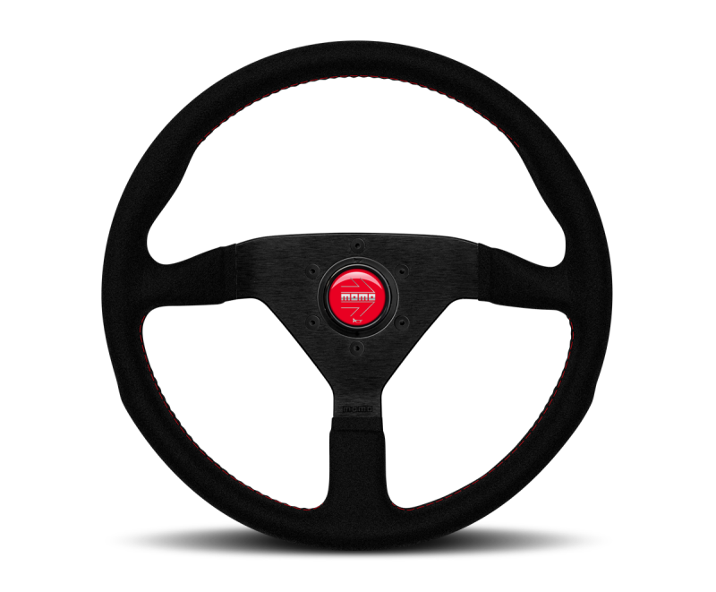 Momo Montecarlo 350mm Alcantara steering wheel black with red stitching and black spokes