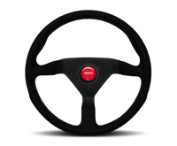 Momo Montecarlo 350mm Alcantara steering wheel black with red stitching and black spokes