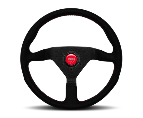 Momo Montecarlo 350mm Alcantara steering wheel black with red stitching and black spokes