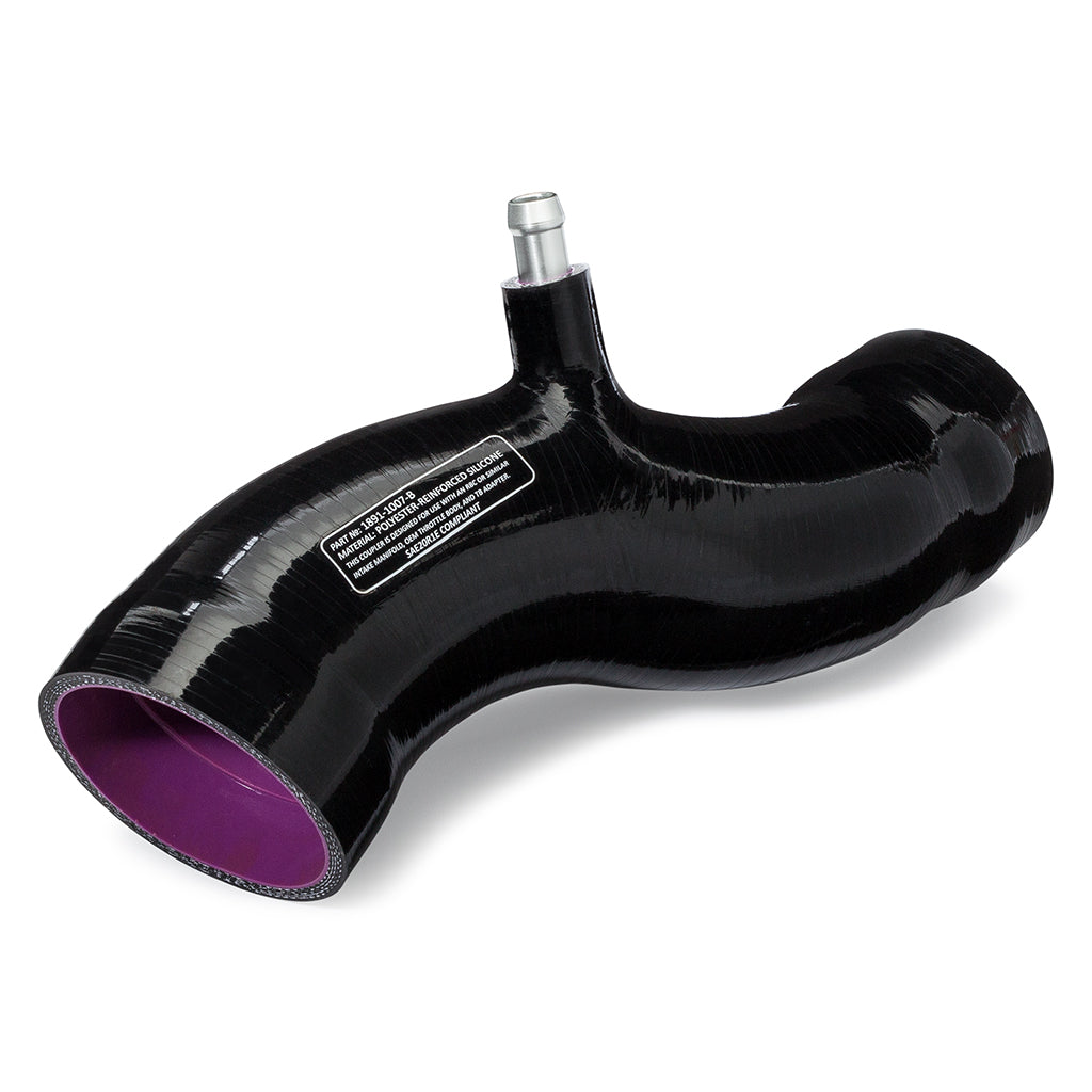 Throttle body coupler for 1891 Curl Control cold air intake system with 5-ply polyester silicone and aluminum hose barb