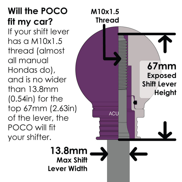 ACUITY POCO Low-Profile Shift Knob in Satin Purple Anodized Finish