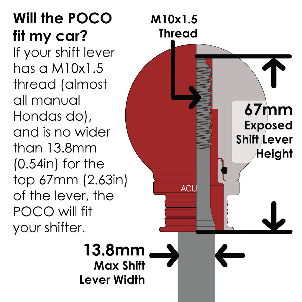 ACUITY POCO Low-Profile Shift Knob in Satin Red Anodized Finish