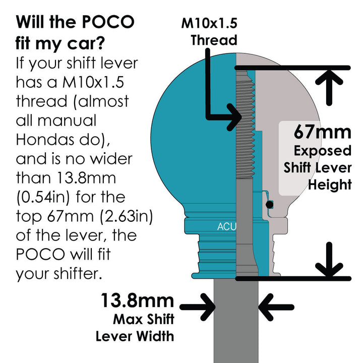 ACUITY POCO Low-Profile Shift Knob in Satin Teal Anodized Finish