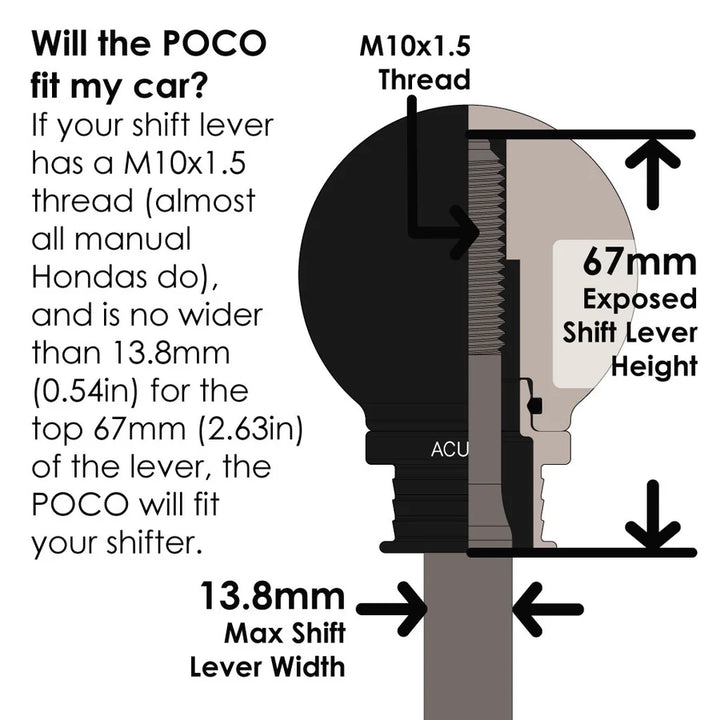 ACUITY POCO Insulated Low-Profile Shift Knob in Black (M10X1.5)