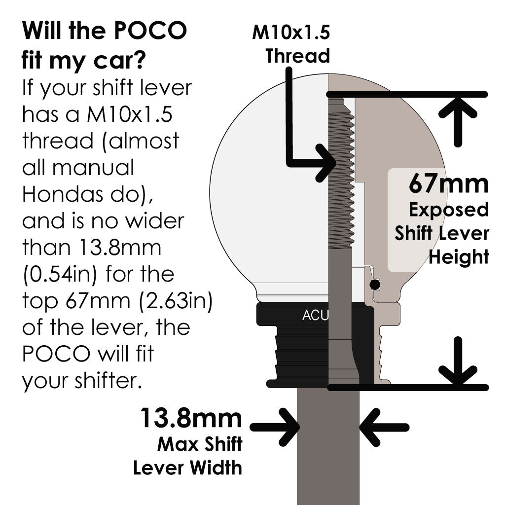 ACUiTY POCO Insulated Low-Profile Shift Knob in White (M10X1.5)