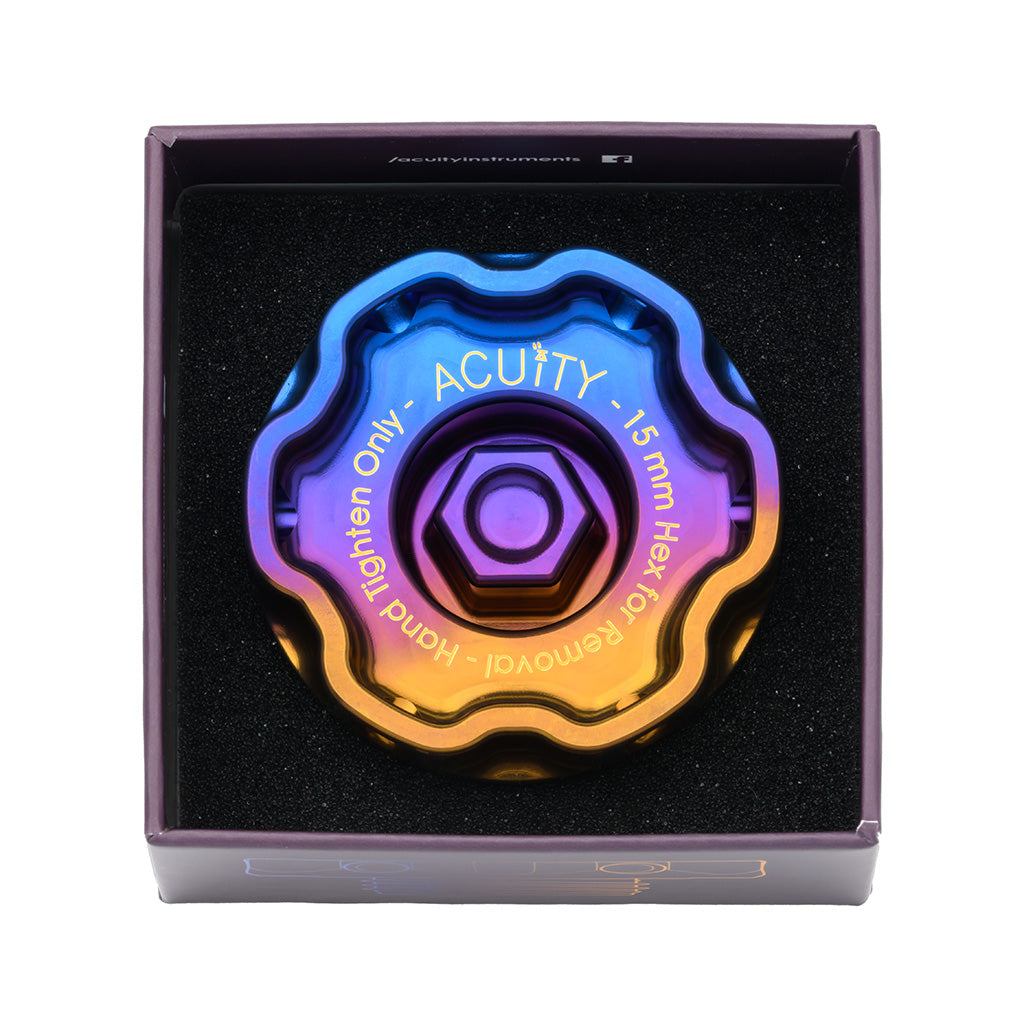 ACUiTY Podium-Ti Oil Cap in Burnt Titanium Finish for Hondas/Acuras