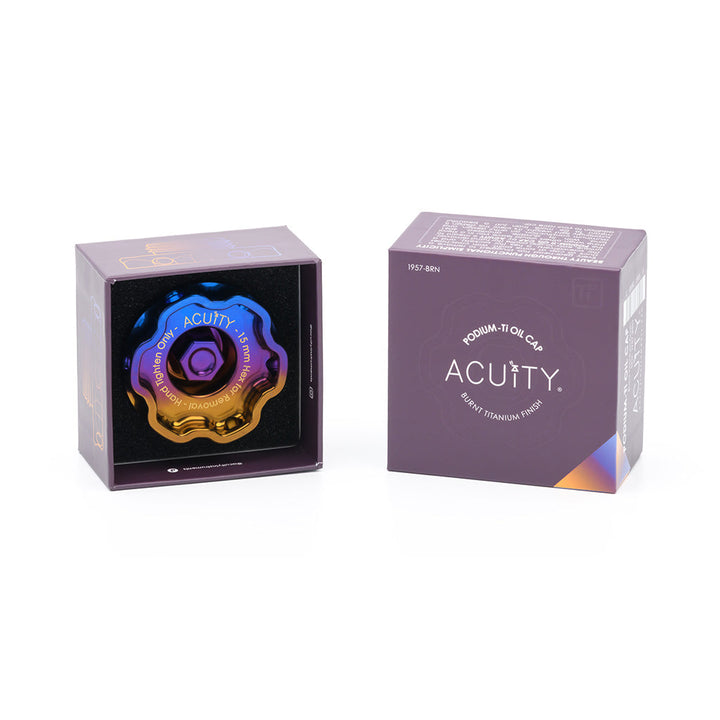 ACUiTY Podium-Ti Oil Cap in Burnt Titanium Finish for Hondas/Acuras