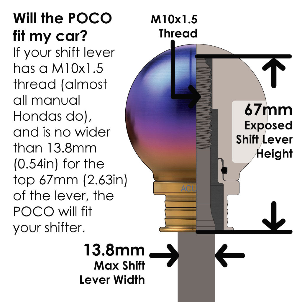 ACUiTY POCO-Ti Low Profile Shift Knob in Burnt Titanium Finish (M10x1.5)