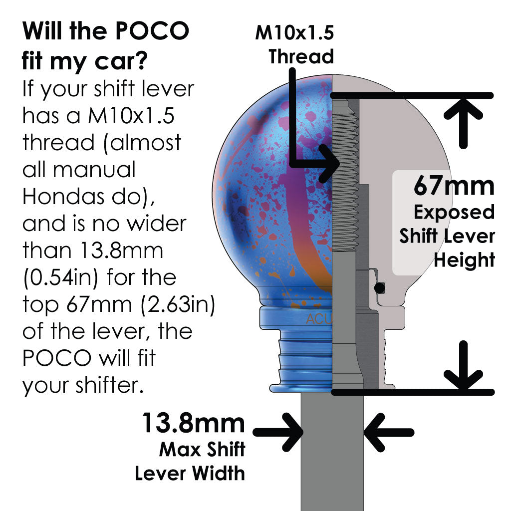 ACUiTY POCO-Ti Low Profile Shift Knob in Splatter Titanium Finish (M10x1.5)