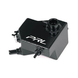 PRL Motorsports Baffled Coolant Expansion Tank for Honda Civic Type R and Acura Integra, anodized black aluminum with fittings and sight glass