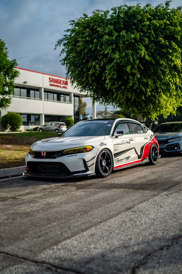 Varis ARISING-1 carbon fiber front lip spoiler on 2023 Honda Civic Type R FL5