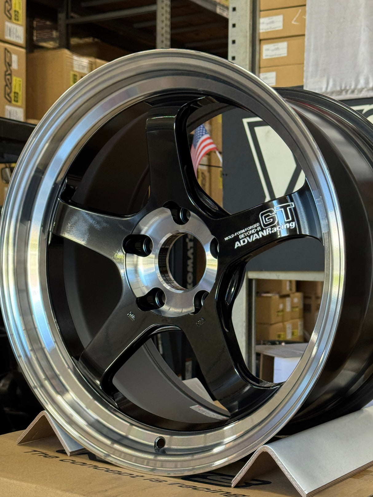 Advan GT Beyond-R 18x10 forged aluminum wheel in diamond cut and dark platinum black finish set of 4