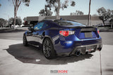 Blue Scion FR-S with Seibon 12-13 Scion FRS carbon fiber rear fin spoiler and aftermarket wheels