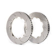 GiroDisc Slotted Front Rotor Rings, silver metal brake rotors with curved slots, ventilated edges and bolted inner rings.