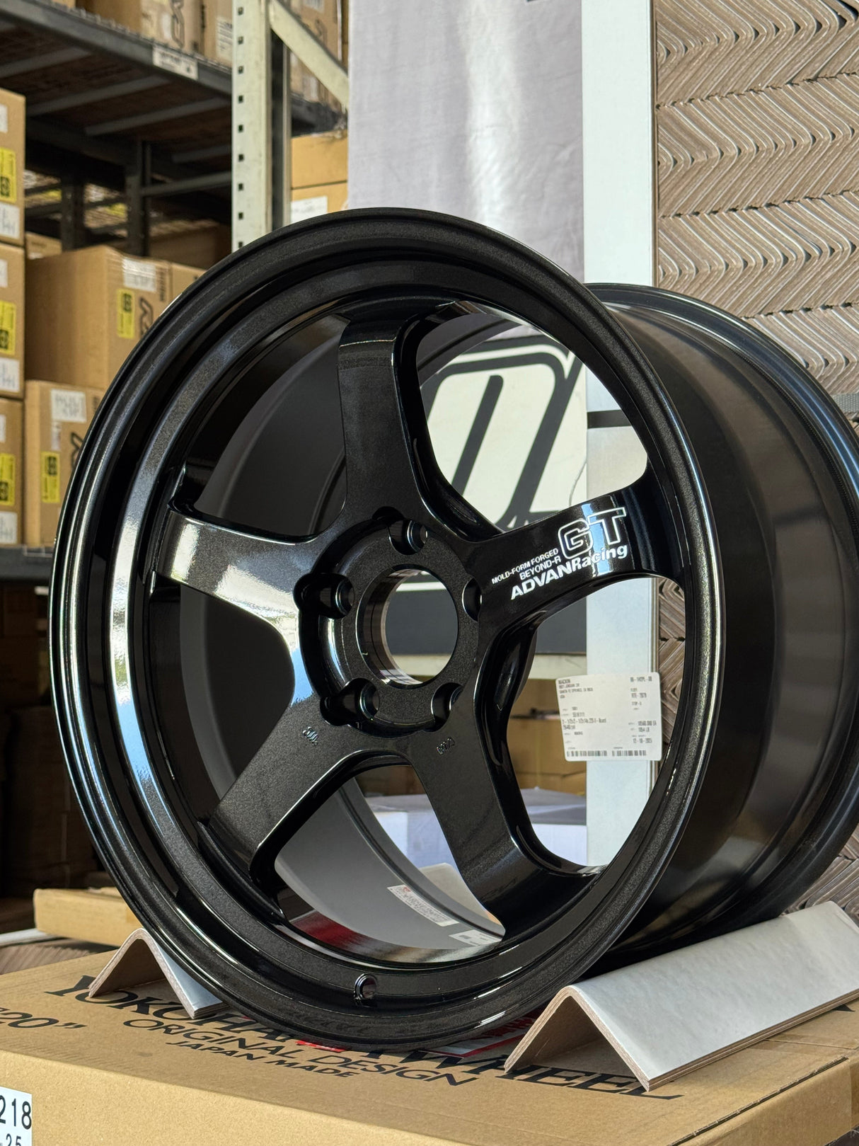 Advan GT Beyond-R Racing Titanium Black forged 18x10 wheels set of 4 with five-spoke design and step rim shape