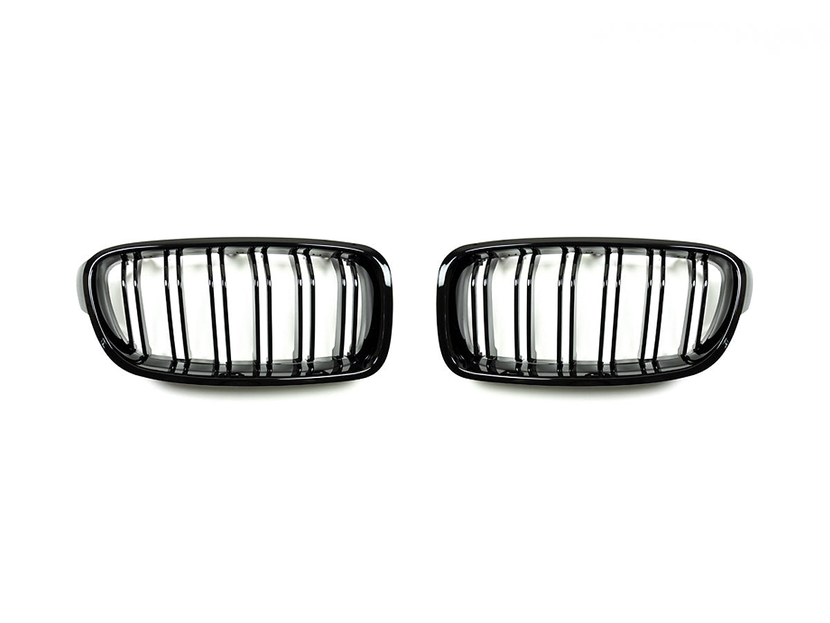 AutoTecknic Dual-Slat Glazing Black Front Grille Set - F30 3-Series