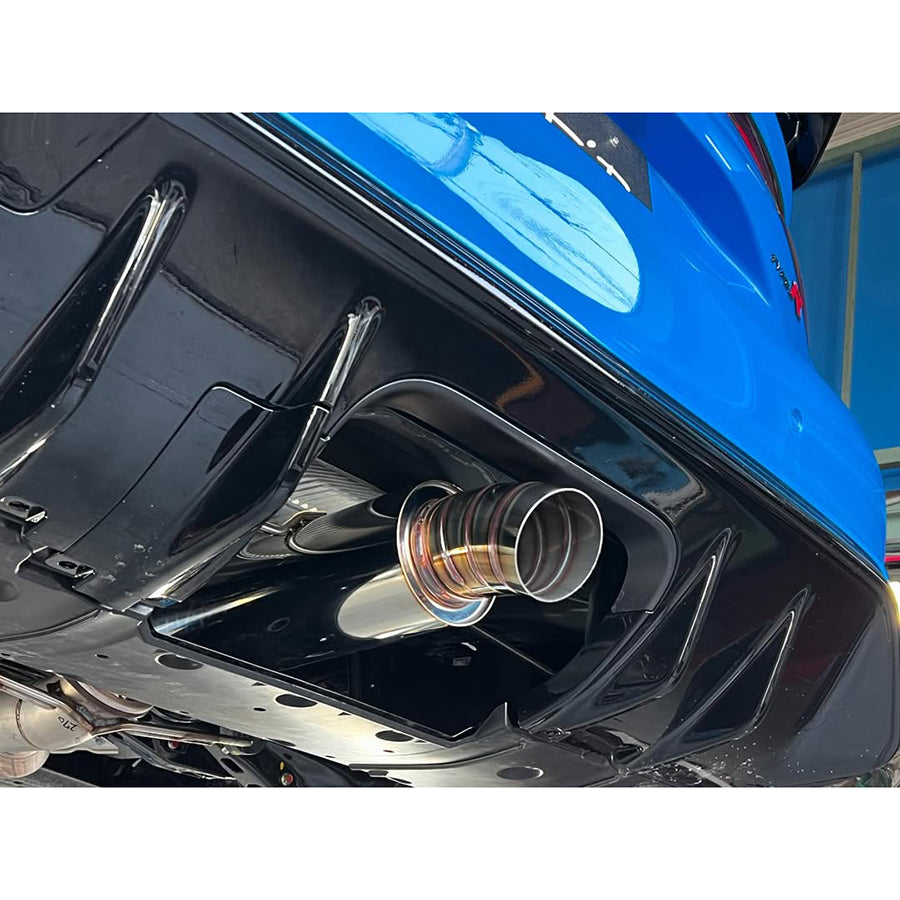 CLEiB Stainless Steel Exhaust 80mm for Honda Civic Type R FL5 2023 with single muffler and pie cut turn down tip