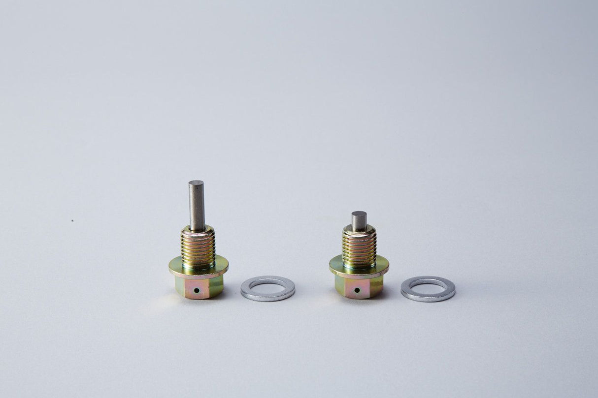 Spoon Sports magnetic drain bolt set for Honda Civic Type R capturing metal shavings in engine and transmission oil