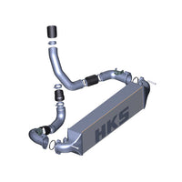 HKS Intercooler Kit with piping for 2023+ Honda Civic Type R FL5, aluminum core and pipes, enhanced cooling and power.