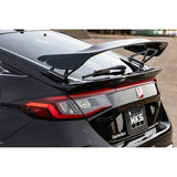 HKS Type S Duck Tail Spoiler on black 2023 Honda Civic Type R rear trunk