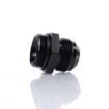 Hybrid Racing -16AN to -16ORB black anodized billet aluminum straight fitting for K-Series thermostat housing connection