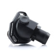 K-Series Adjustable Thermostat Housing billet aluminum with black anodized finish for versatile engine and radiator fitment