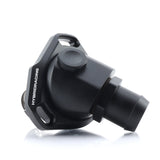 K-Series Adjustable Thermostat Housing billet aluminum with black anodized finish for versatile engine and radiator fitment