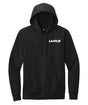 Black LMTLS Auto Hoodie with white puff logo, lightweight cotton blend, jersey-lined hood, and front pouch pocket