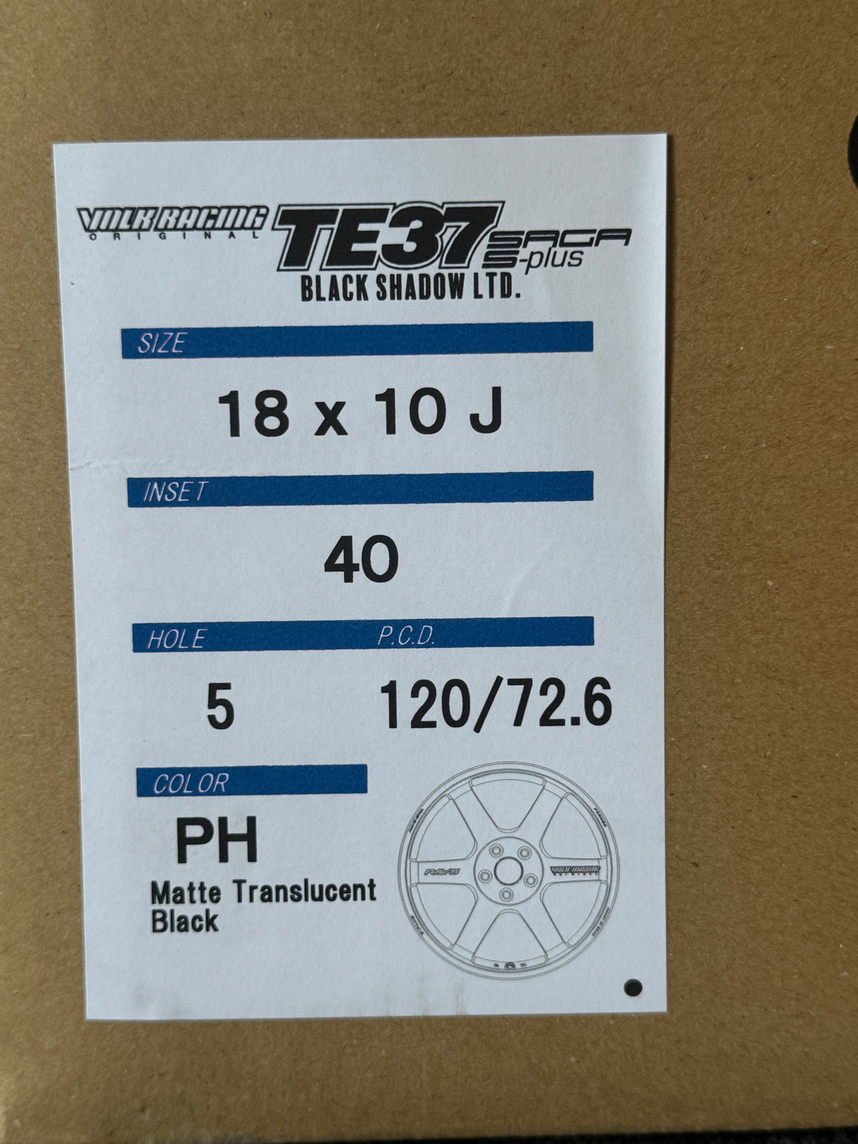 Volk Racing TE37 SAGA S Plus (Black Shadow LTD) 18x10.0 5x120 / Offset +40 (Face 4) / Matte Translucent Black (PH) (Set of 4)